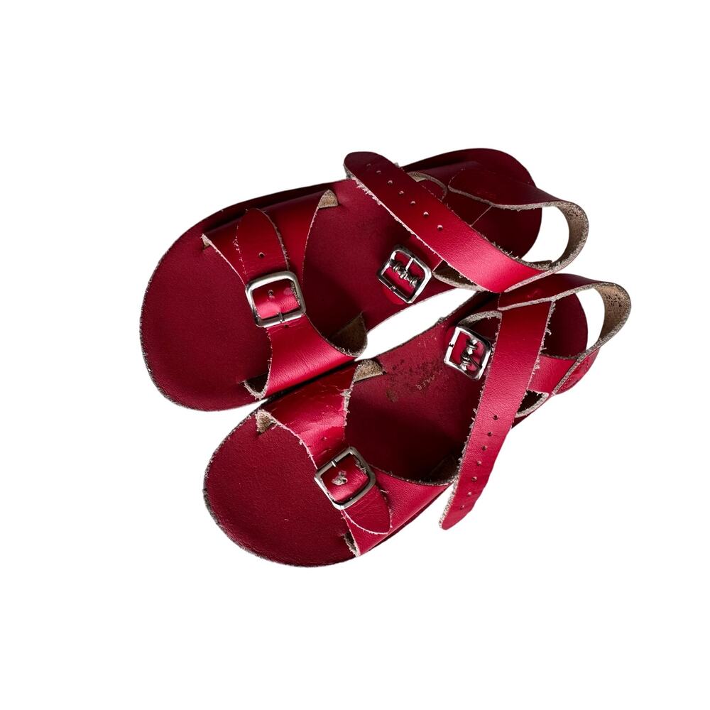 Red Leather Salt Water Surfer Sandals - Size 11